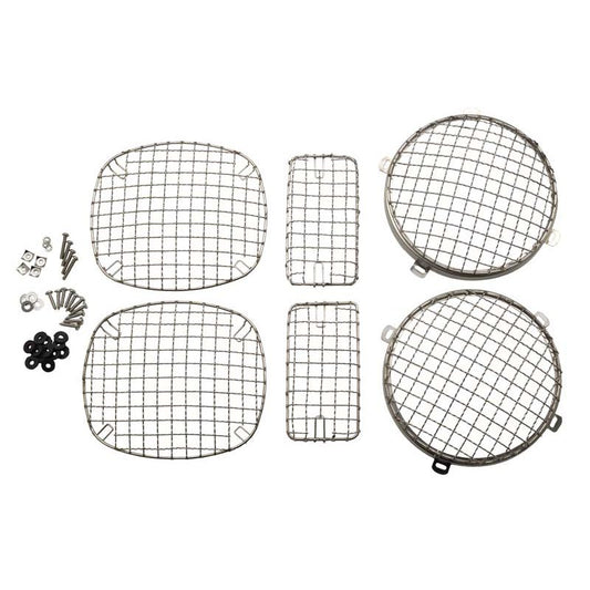 KENTROL Jeep TJ Wire Mesh Guard Set 6 Pieces 97-06 Wrangler TJ Polished Silver Kentrol  30488