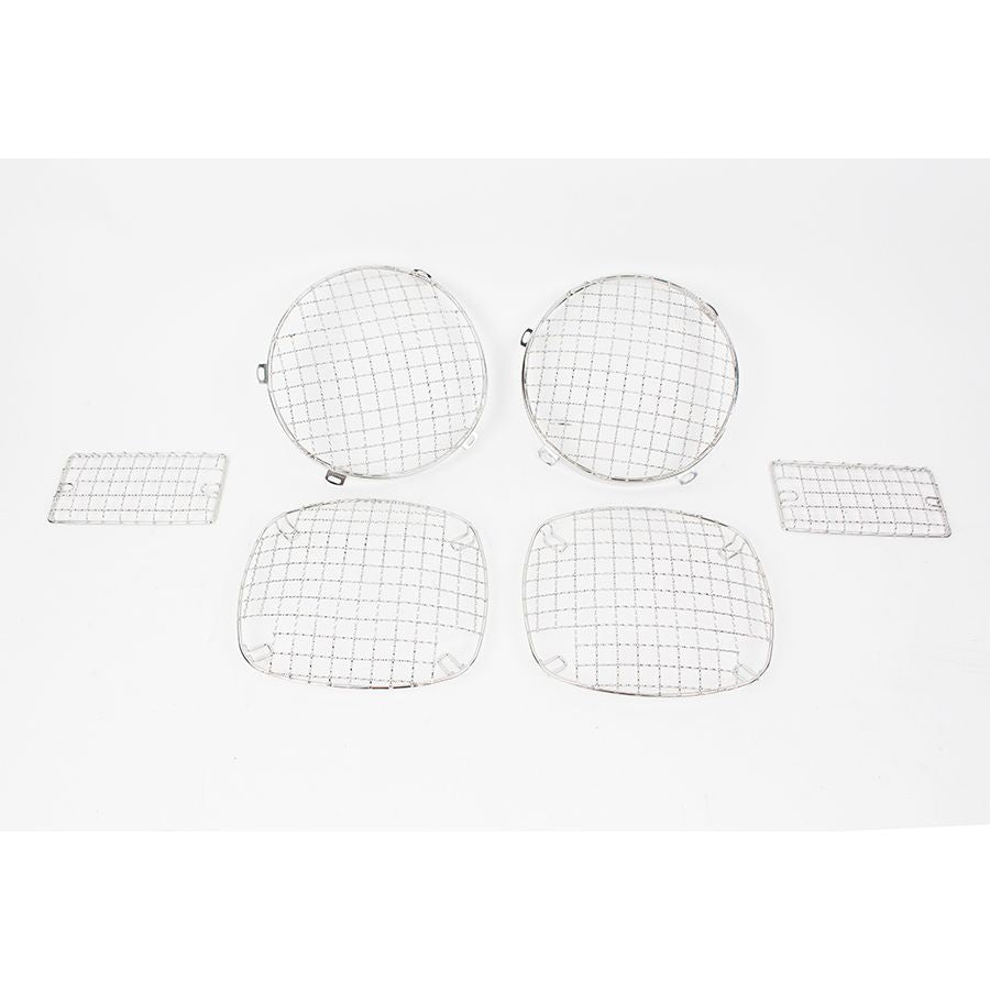 KENTROL Jeep TJ Wire Mesh Guard Set 6 Pieces 97-06 Wrangler TJ Polished Silver Kentrol  30488