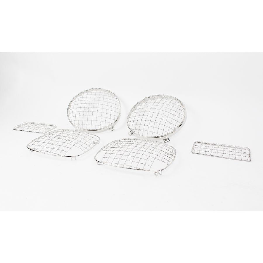 KENTROL Jeep TJ Wire Mesh Guard Set 6 Pieces 97-06 Wrangler TJ Polished Silver Kentrol  30488