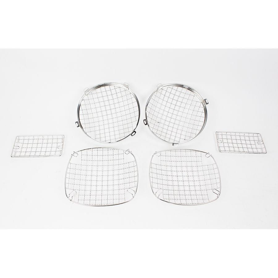 KENTROL Jeep TJ Wire Mesh Guard Set 6 Pieces 97-06 Wrangler TJ Polished Silver Kentrol  30488