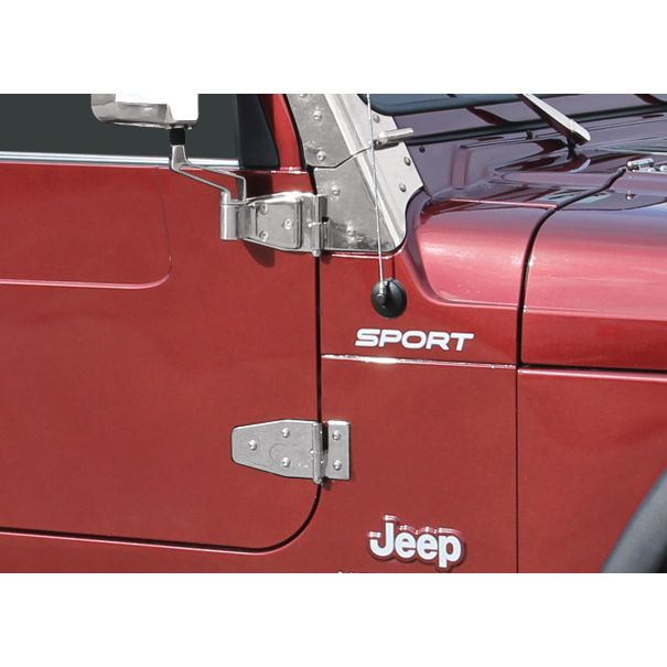 KENTROL Jeep TJ Door Hinge Set 4 Pieces 97-06 Wrangler TJ Polished Silver Kentrol  30525
