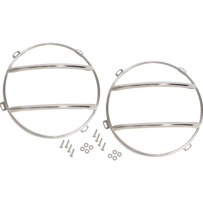 KENTROL Jeep JK Euro Headlight Guards Pair 07-18 Wrangler JK Polished Silver Kentrol  30573