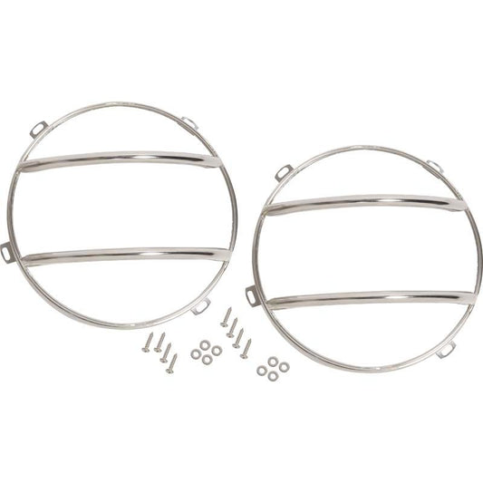KENTROL Jeep JK Euro Headlight Guards Pair 07-18 Wrangler JK Polished Silver Kentrol  30573