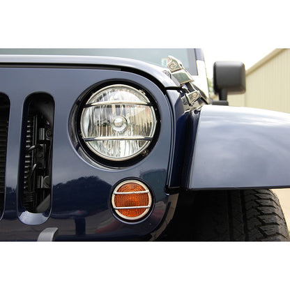 KENTROL Jeep JK Euro Headlight Guards Pair 07-18 Wrangler JK Polished Silver Kentrol  30573