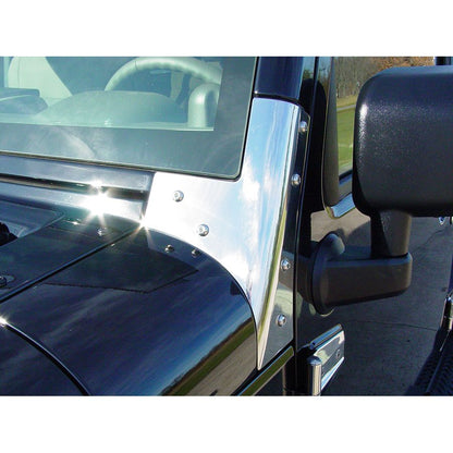 KENTROL Jeep JK Windshield Supports Pair 07-18 Wrangler JK Polished Silver Kentrol  30574