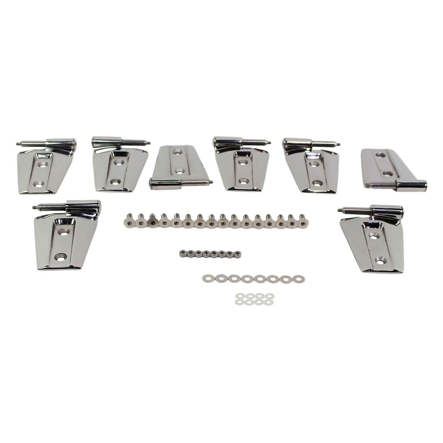 KENTROL Jeep JK Door Hinge Set 8 Pieces 4 Door 07-18 Wrangler JK Polished Silver Kentrol  30576
