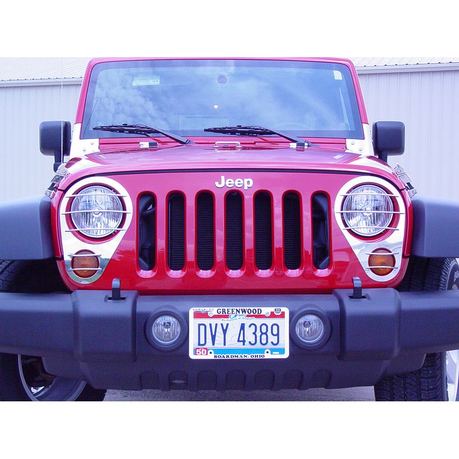 KENTROL Jeep JK Headlight Guards Pair 07-18 Wrangler JK Polished Silver Kentrol  30579