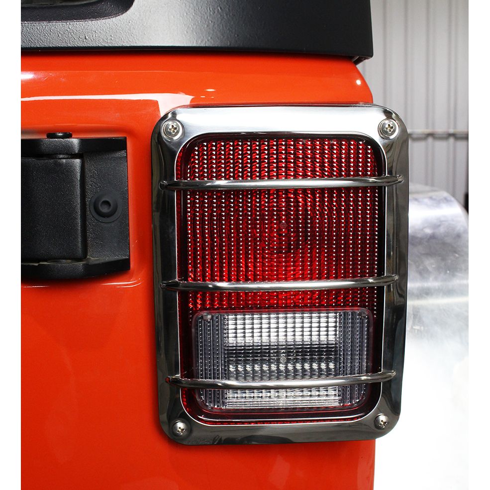 KENTROL Jeep JK Taillight Guard Pair 07-18 Wrangler JK Polished Silver Kentrol  30582