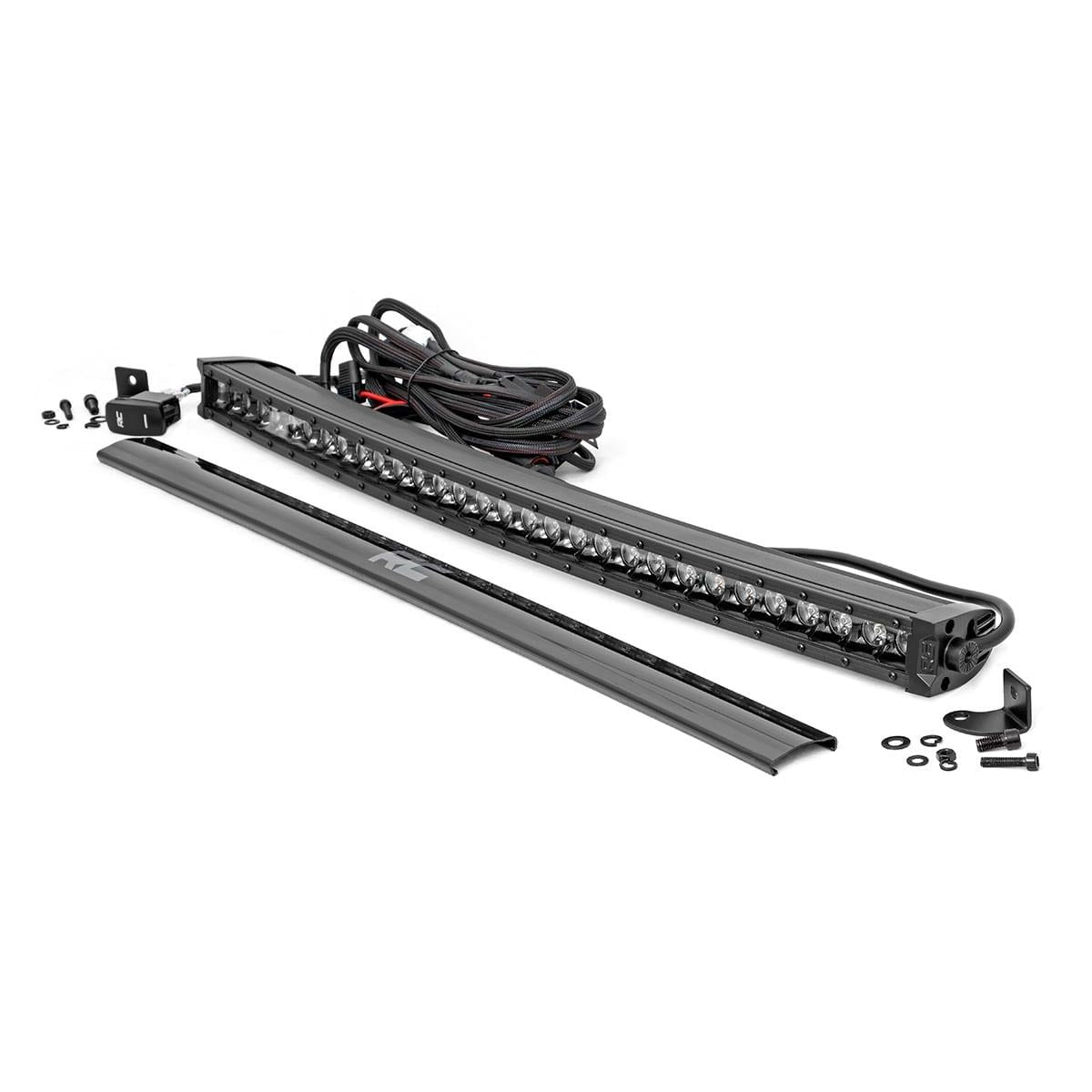 ROUGH COUNTRY 30 Inch Black Series LED Light Bar | Curved | Single Row | Cool White DRL | 72730BLDRL