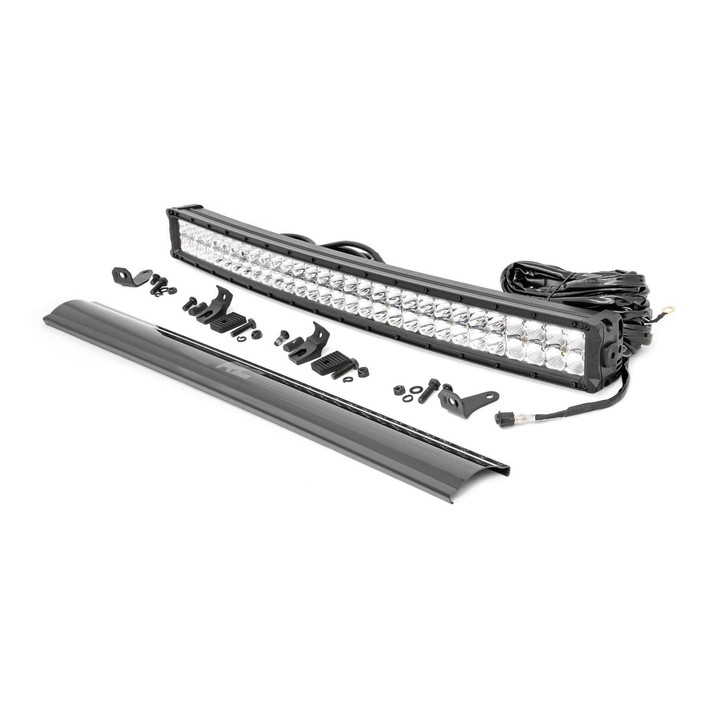 ROUGH COUNTRY 30 Inch Chrome Series LED Light Bar | Curved | Dual Row | Cool White DRL | 72930D