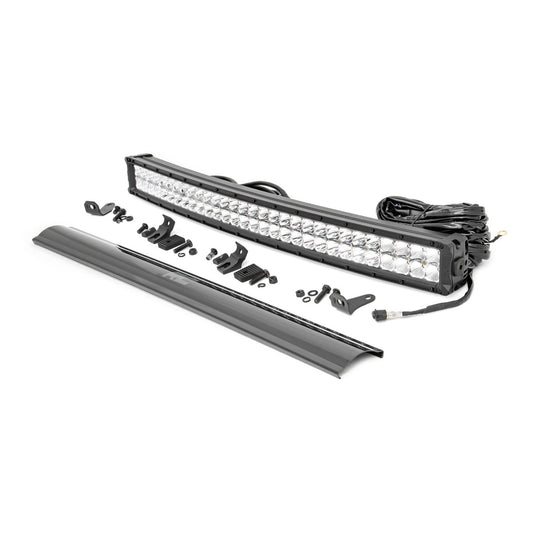 ROUGH COUNTRY 30 Inch Chrome Series LED Light Bar | Curved | Dual Row | Cool White DRL | 72930D