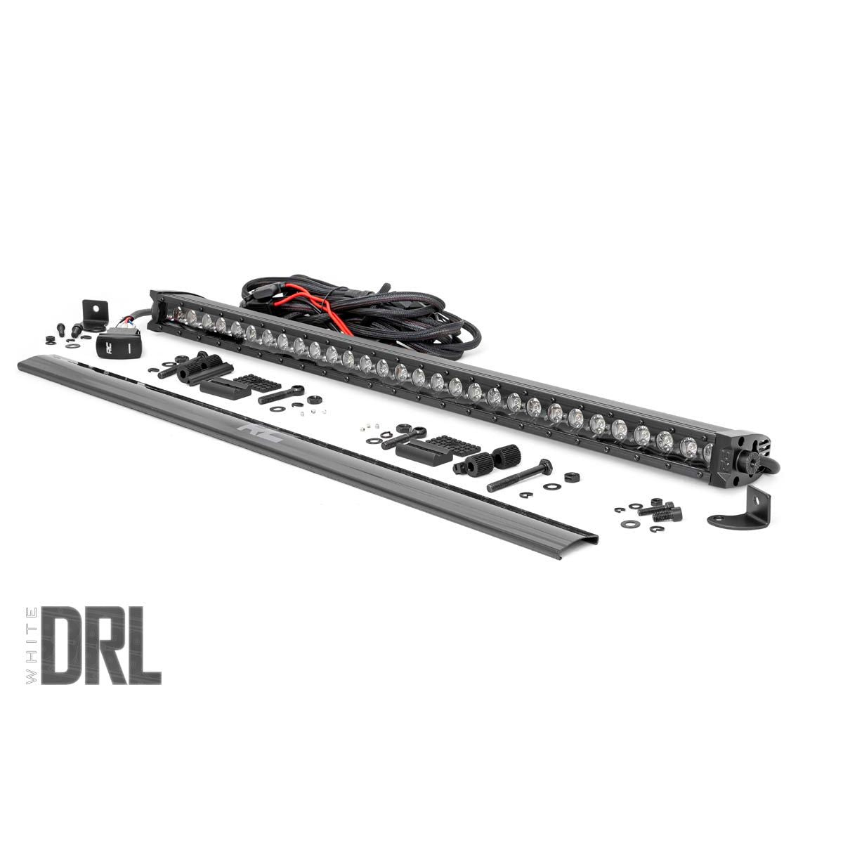 ROUGH COUNTRY 30 Inch Black Series LED Light Bar | Single Row | Cool White DRL | 70730BLDRL