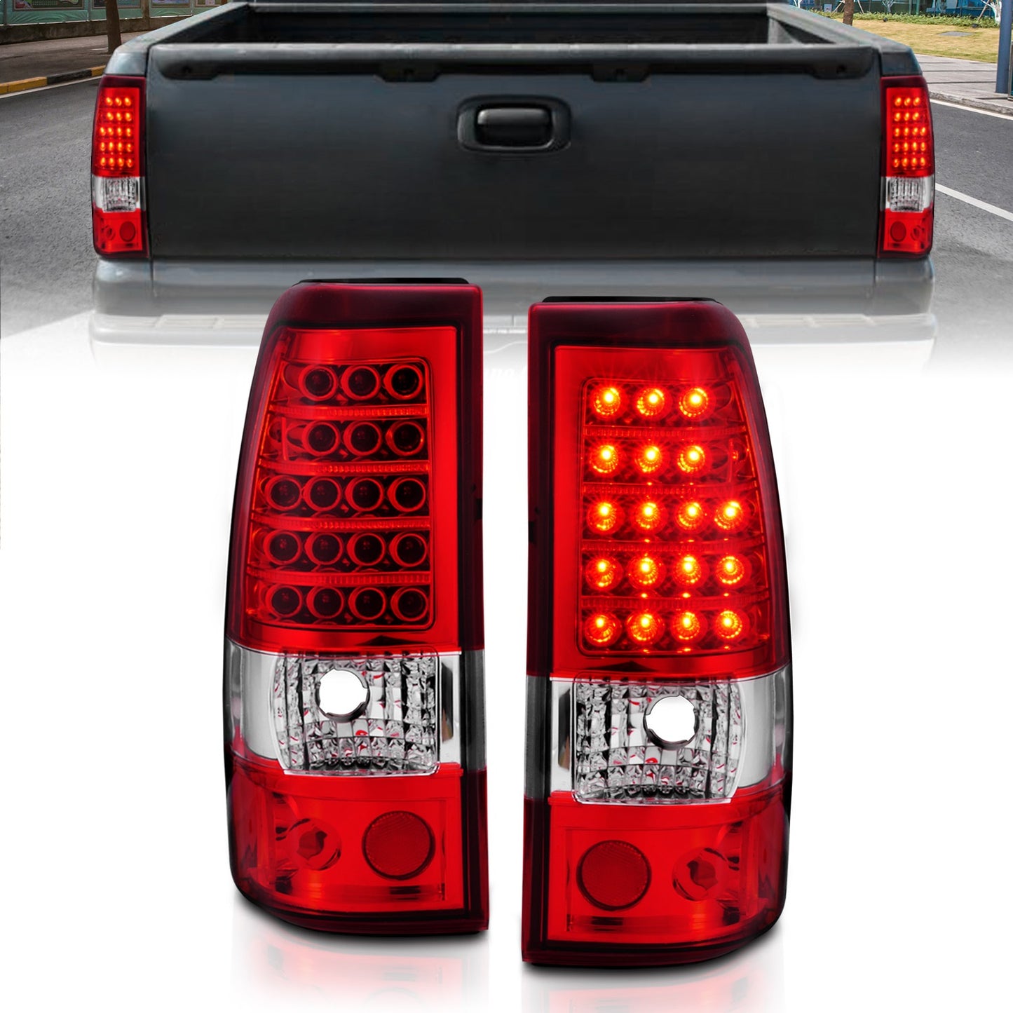 Anzo USA | LED Tail Light Assembly LED Red/Clear Lens Pair | Fits Silverado 1500 | 311007