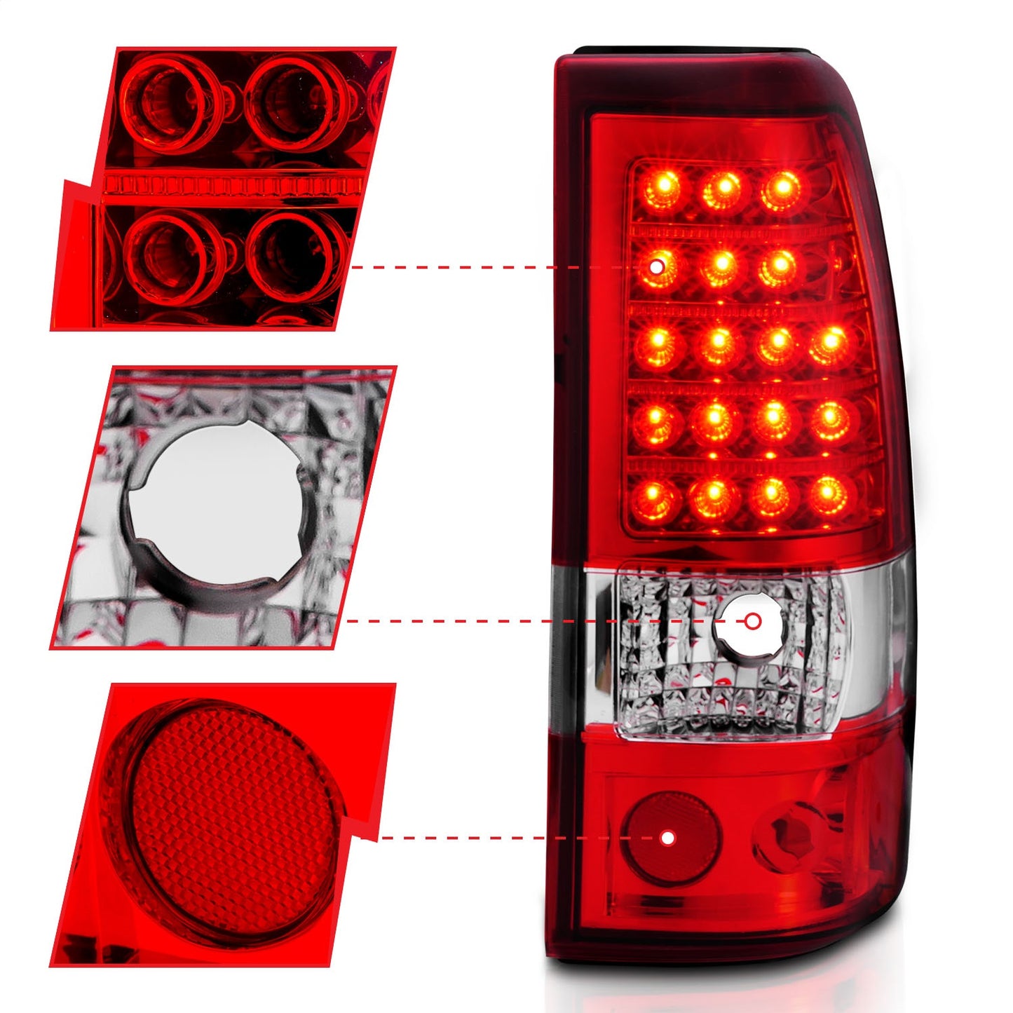 Anzo USA | LED Tail Light Assembly LED Red/Clear Lens Pair | Fits Silverado 1500 | 311007