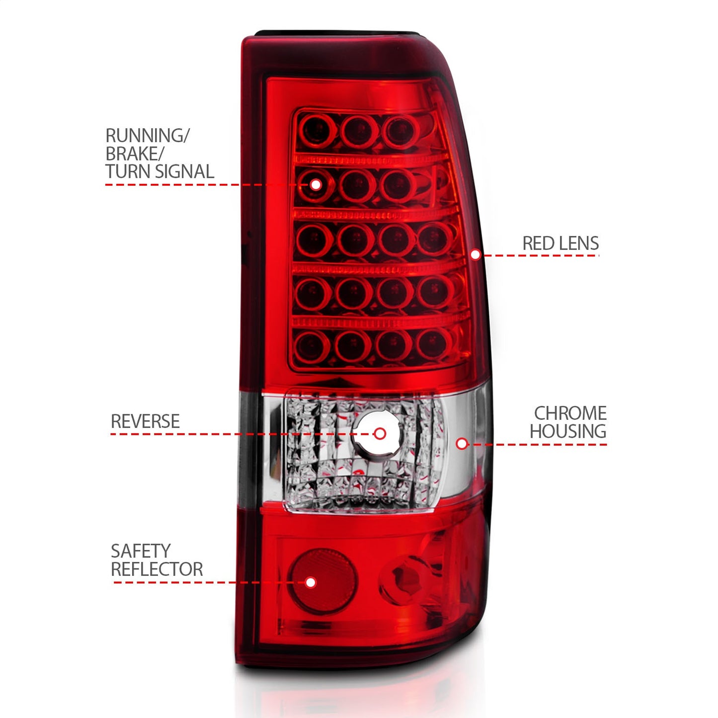 Anzo USA | LED Tail Light Assembly LED Red/Clear Lens Pair | Fits Silverado 1500 | 311007