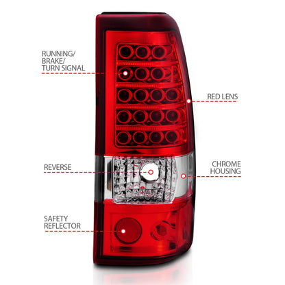 Anzo USA | LED Tail Light Assembly LED Red/Clear Lens Pair | Fits Silverado 1500 | 311007