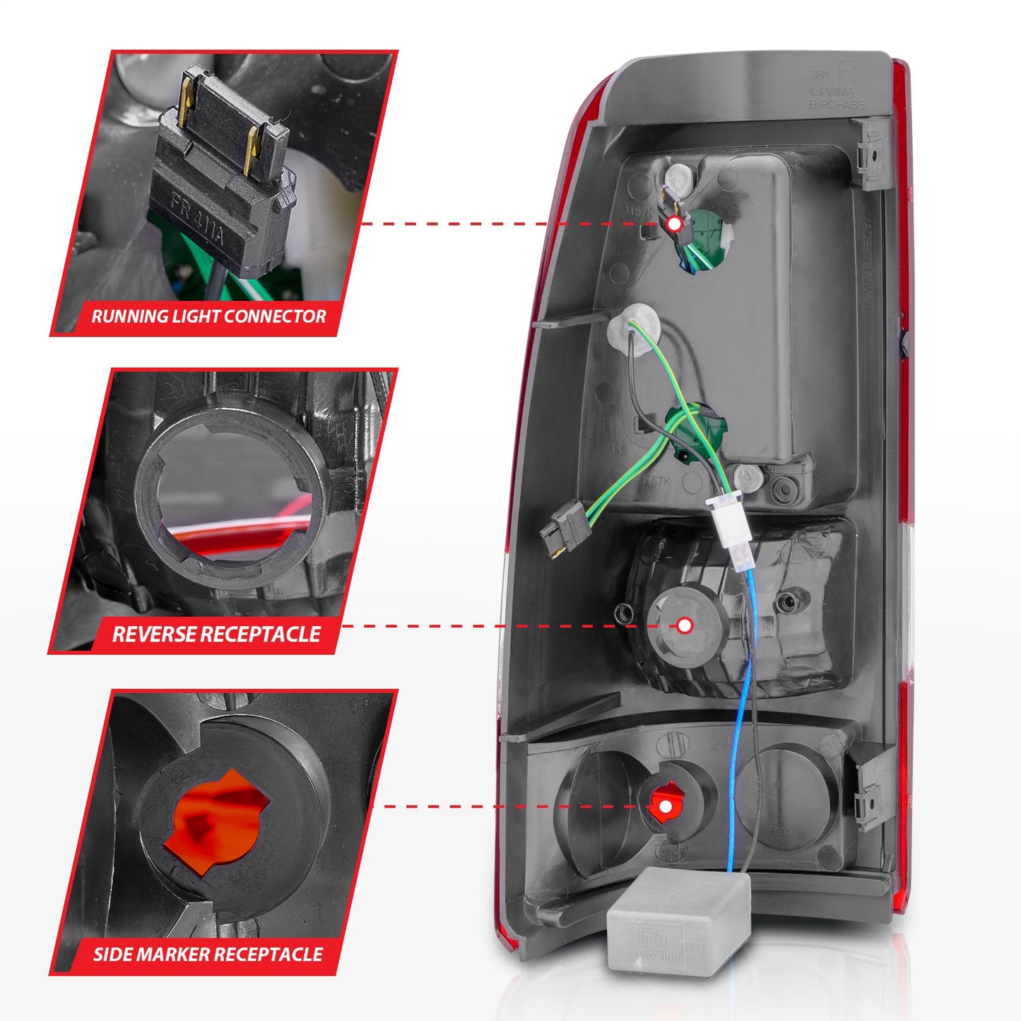 Anzo USA | LED Tail Light Assembly LED Red/Clear Lens Pair | Fits Silverado 1500 | 311007