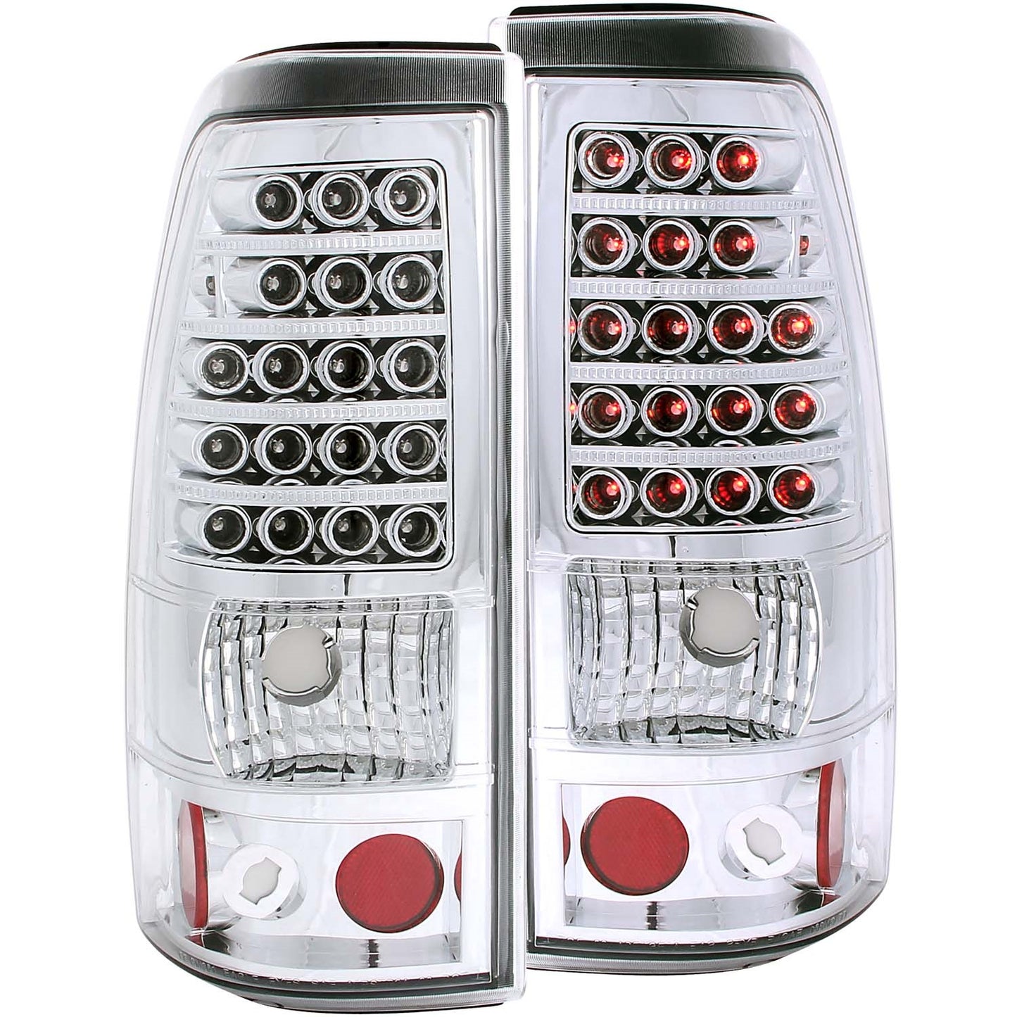 Anzo USA | LED Tail Light Assembly LED Clear Lens Chrome Housing Pair | Fits Silverado 1500 | 311008