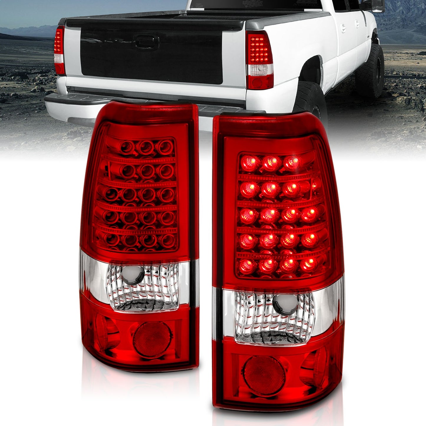 Anzo USA | LED Tail Light Assembly LED Red/Clear Lens Pair | Fits Silverado 1500 | 311010