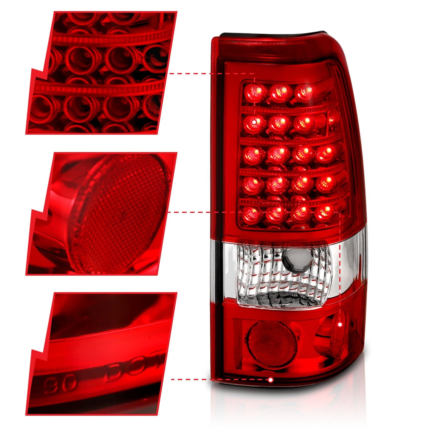 Anzo USA | LED Tail Light Assembly LED Red/Clear Lens Pair | Fits Silverado 1500 | 311010