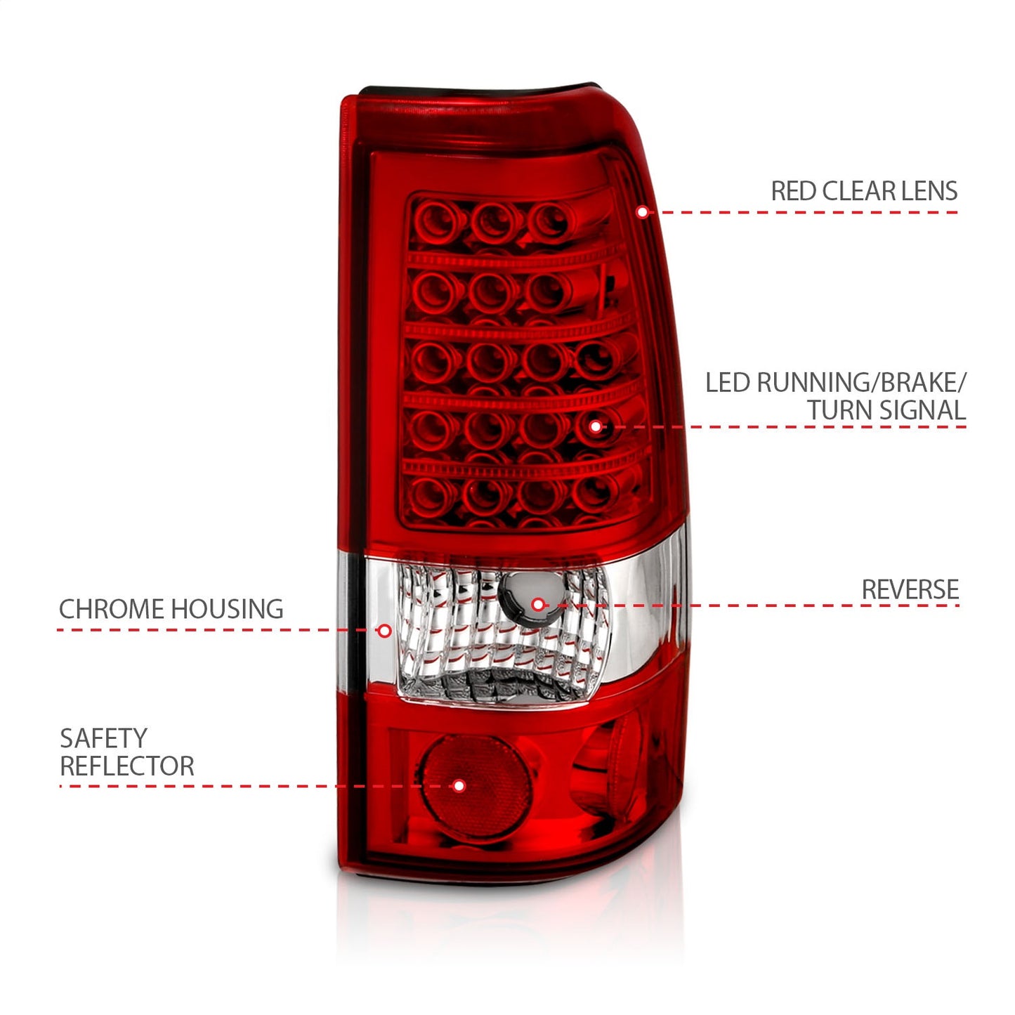 Anzo USA | LED Tail Light Assembly LED Red/Clear Lens Pair | Fits Silverado 1500 | 311010