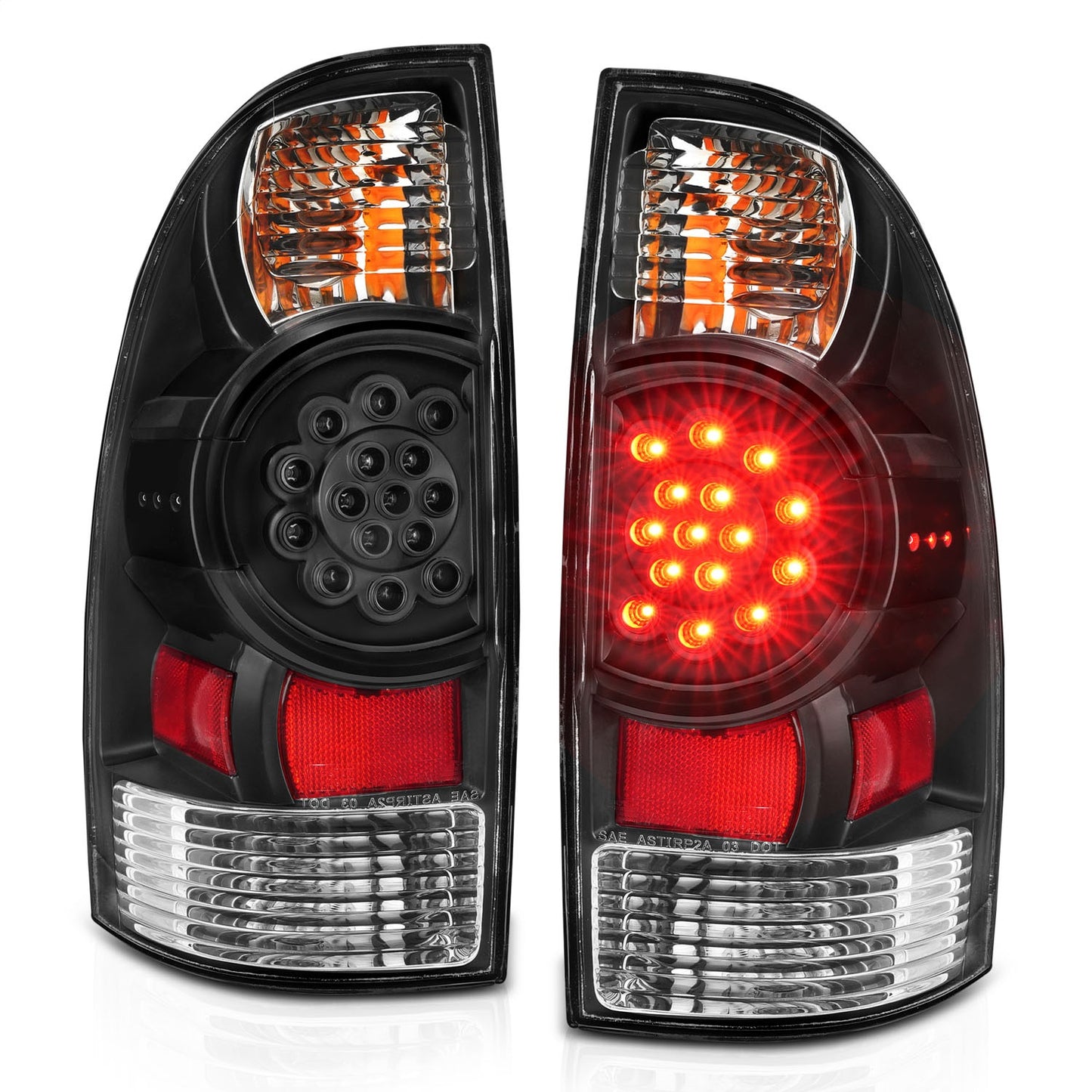Anzo USA | LED Tail Light Assembly LED Clear Lens Black Housing Pair | Fits Tacoma | 311042