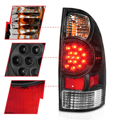 Anzo USA | LED Tail Light Assembly LED Clear Lens Black Housing Pair | Fits Tacoma | 311042