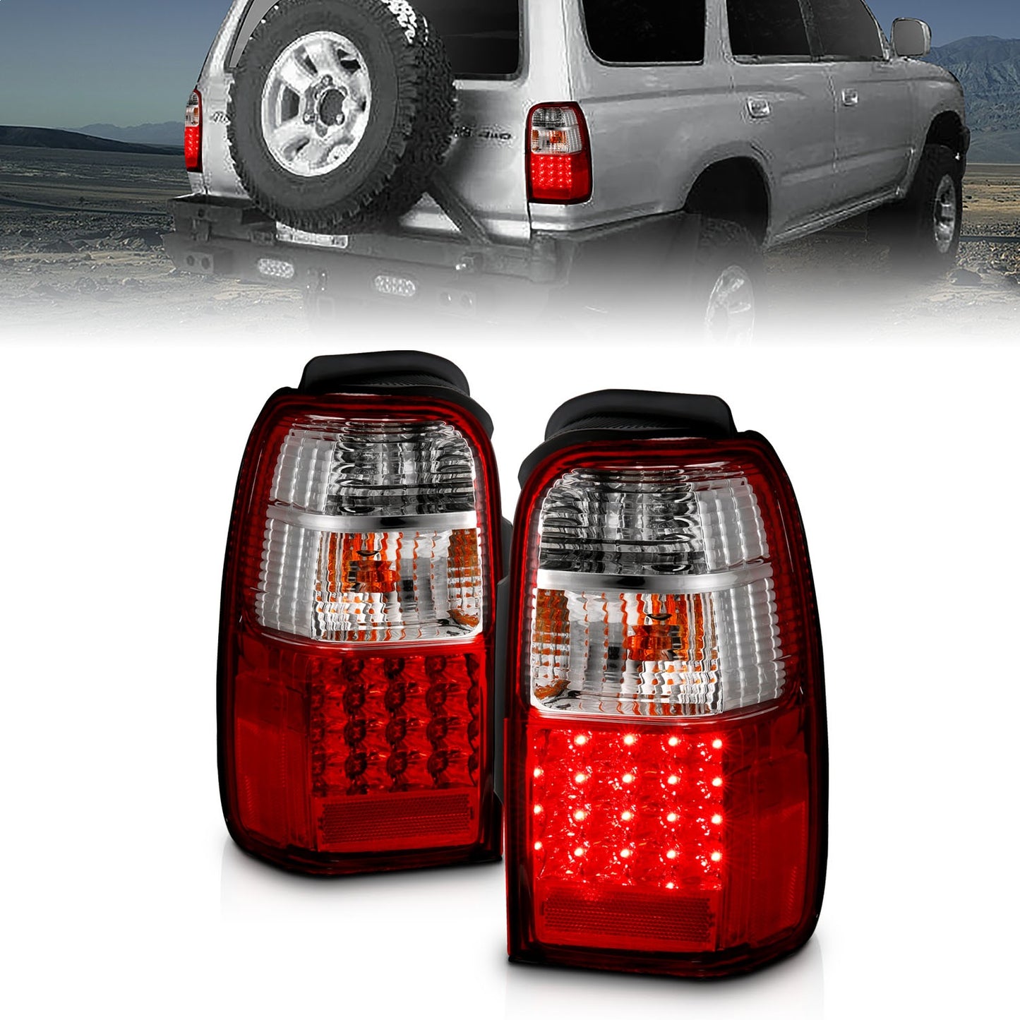 Anzo USA | LED Tail Light Assembly LED Red/Clear Lens Pair | Fits 4Runner | 311070