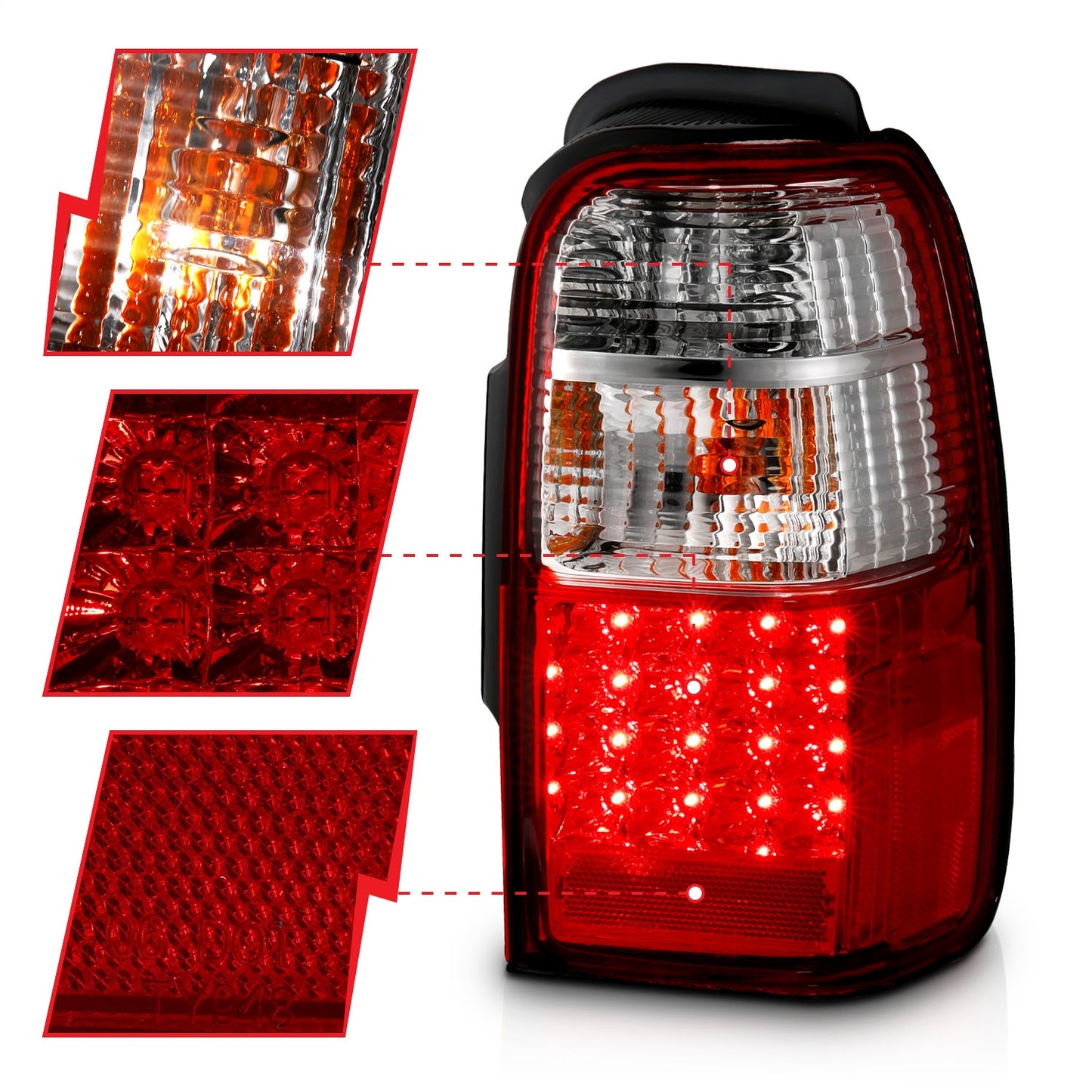 Anzo USA | LED Tail Light Assembly LED Red/Clear Lens Pair | Fits 4Runner | 311070