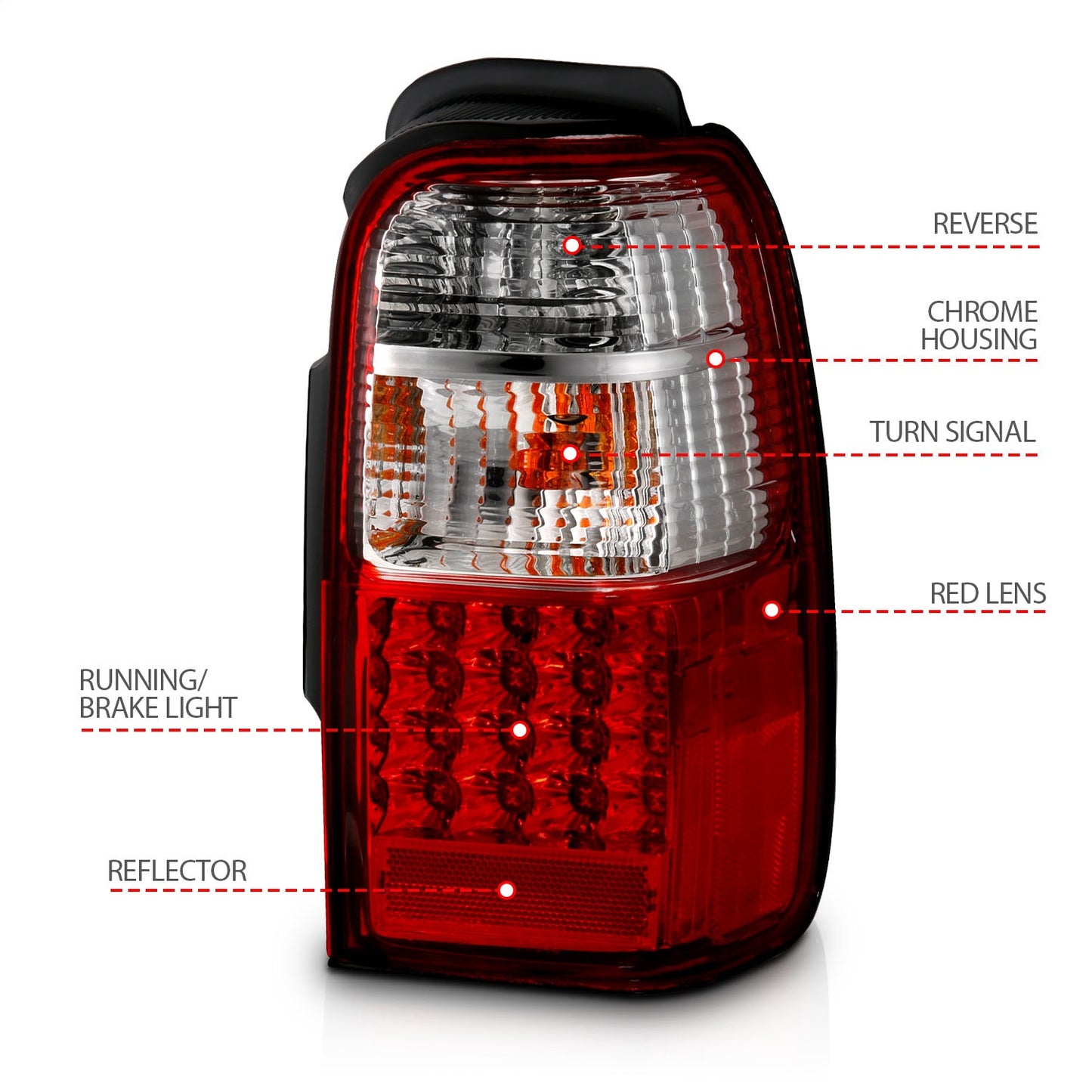 Anzo USA | LED Tail Light Assembly LED Red/Clear Lens Pair | Fits 4Runner | 311070