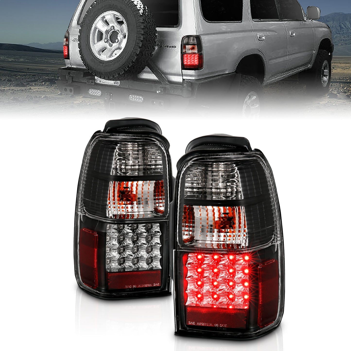 Anzo USA | LED Tail Light Assembly LED Clear Lens Black Housing Pair | Fits 4Runner | 311099