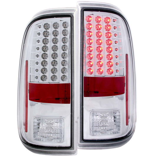 Anzo USA | Tail Light Assembly  LED  Clear Lens  Chrome Housing  Pair  |  Fits F-250 Super Duty | 311128