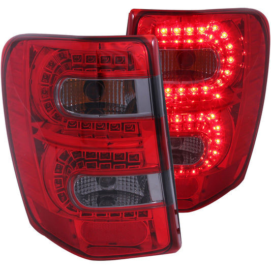 Anzo USA | LED Tail Light Assembly LED Red/Smoke Lens Red Reflector Pair | Fits Grand Cherokee | 311180