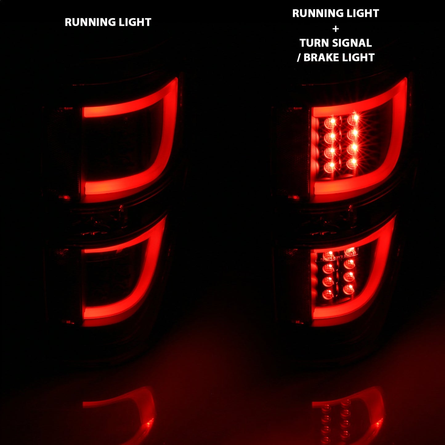 Anzo USA | LED Tail Light Assembly LED Red/Clear Lens Black Housing Pair | Fits F-150 | 311257