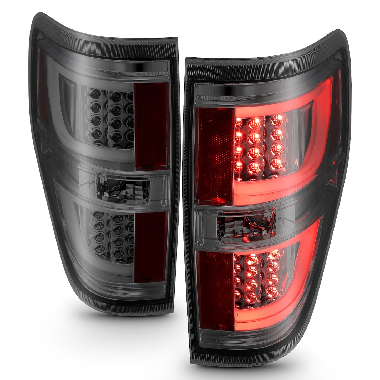 Anzo USA | LED Tail Light Assembly LED Red/Smoke Lens Black Housing Pair | Fits F-150 | 311258