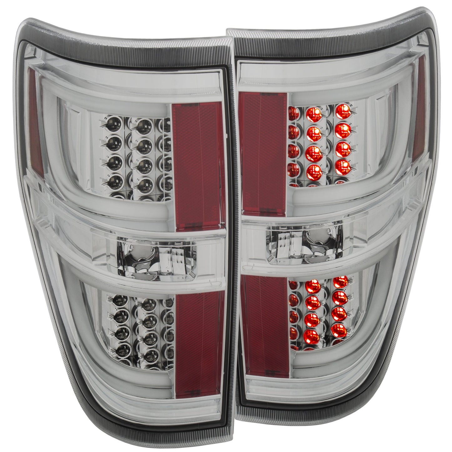 Anzo USA | LED Tail Light Assembly LED Red/Clear Chrome Housing Pair | Fits F-150 | 311259
