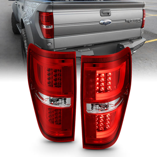 Anzo USA | LED Tail Light Assembly LED Red/Clear Lens Chrome Housing Pair | Fits F-150 | 311260