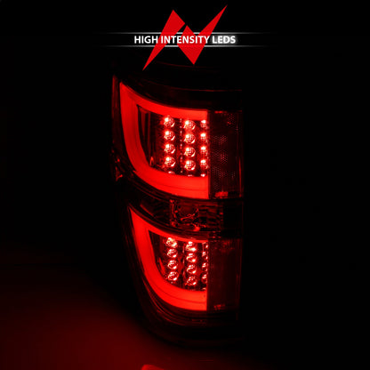 Anzo USA | LED Tail Light Assembly LED Red/Clear Lens Chrome Housing Pair | Fits F-150 | 311260