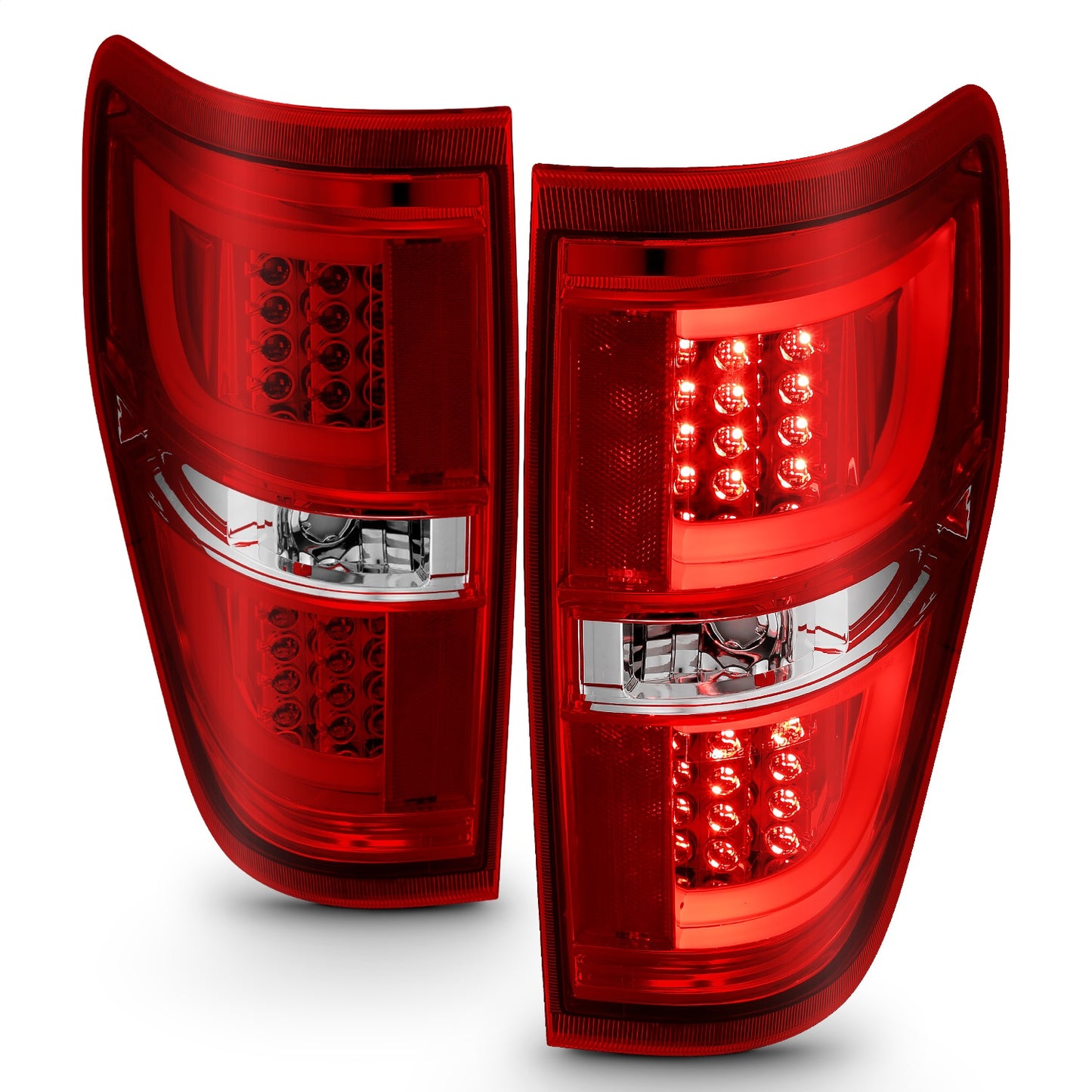 Anzo USA | LED Tail Light Assembly LED Red/Clear Lens Chrome Housing Pair | Fits F-150 | 311260