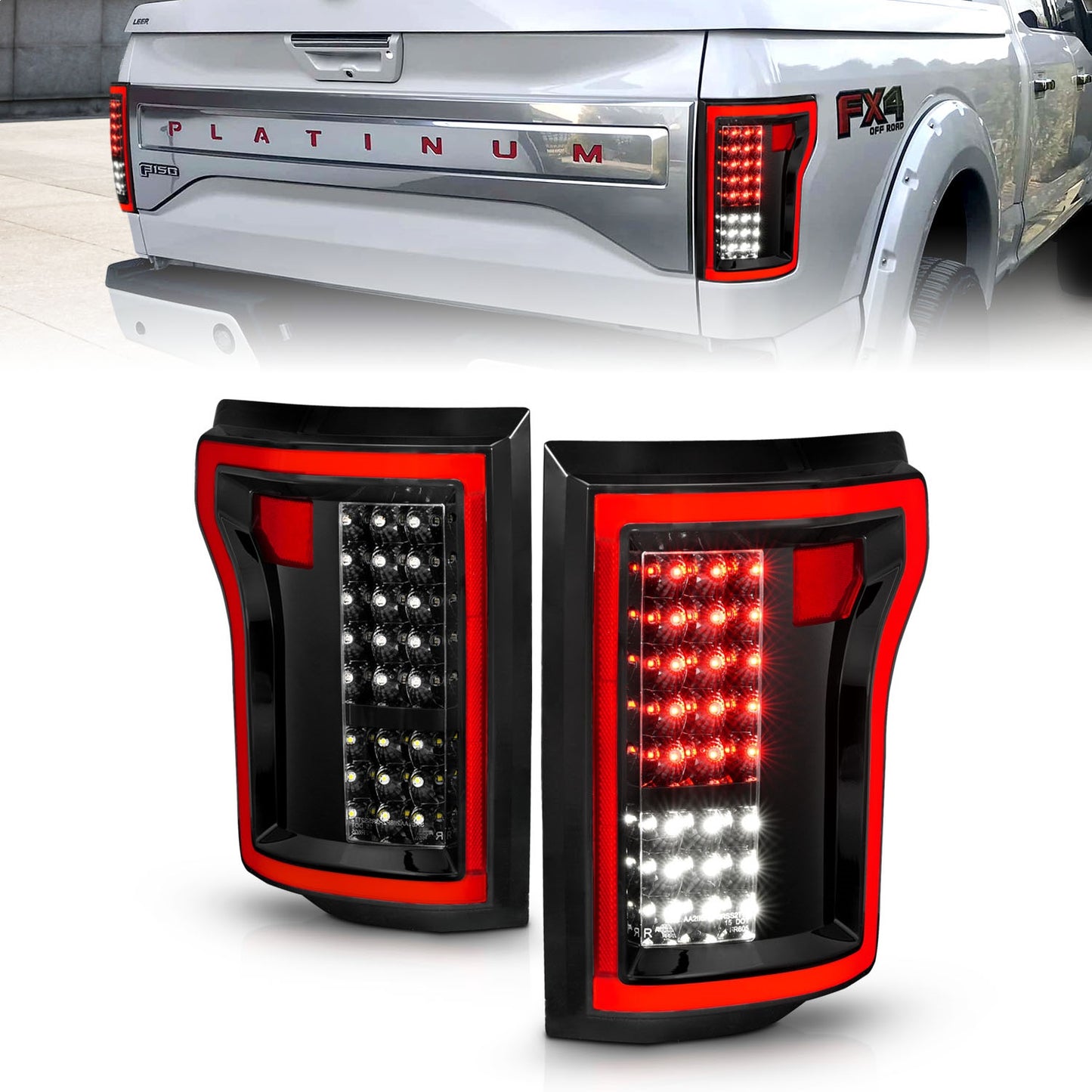 Anzo USA | LED Tail Light Assembly LED Clear Lens Black Housing Pair | Fits F-150 | 311261