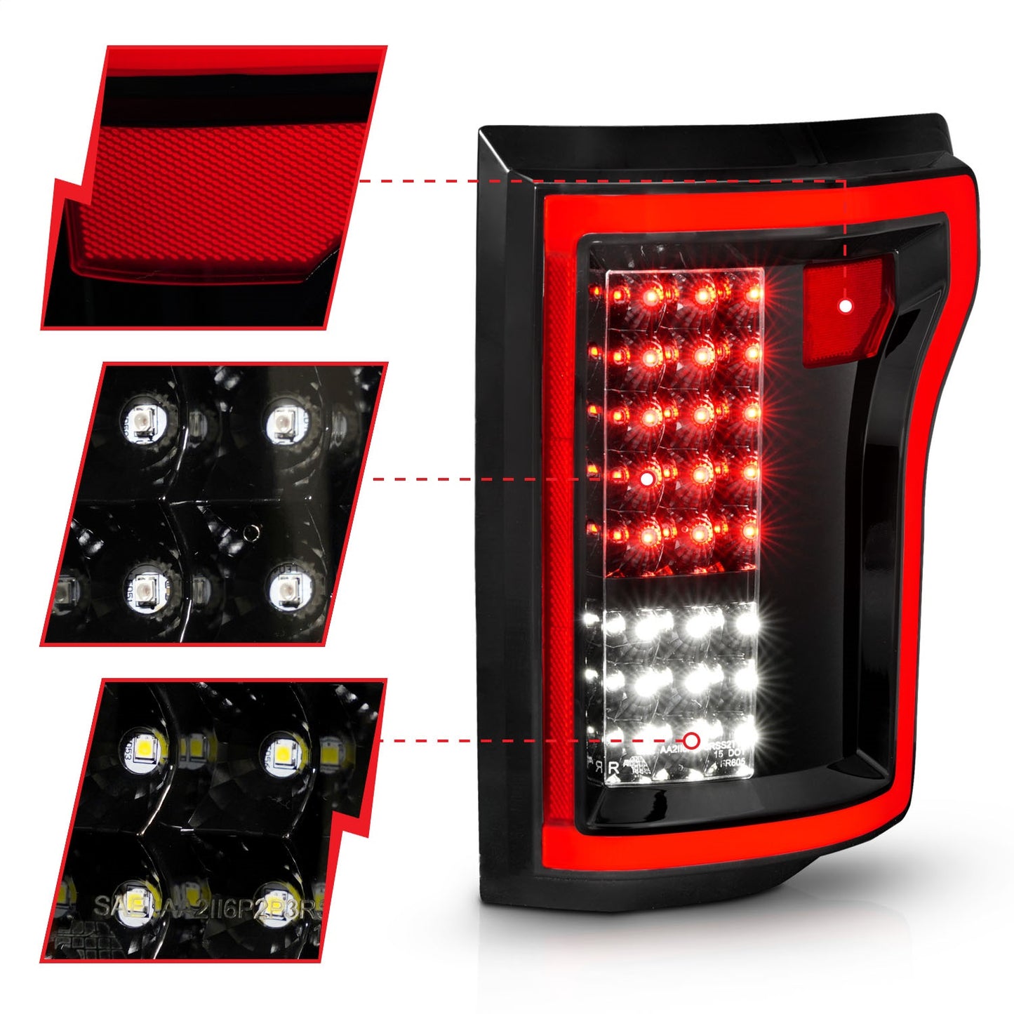 Anzo USA | LED Tail Light Assembly LED Clear Lens Black Housing Pair | Fits F-150 | 311261