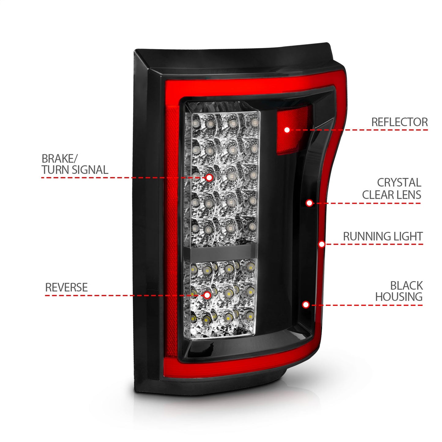 Anzo USA | LED Tail Light Assembly LED Red/Clear Lens Pair | Fits F-150 | 311262