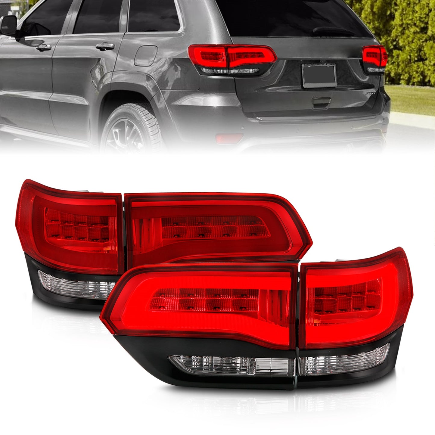 Anzo USA | LED Tail Light Assembly LED Red/Clear Lens | Fits Grand Cherokee | 311268