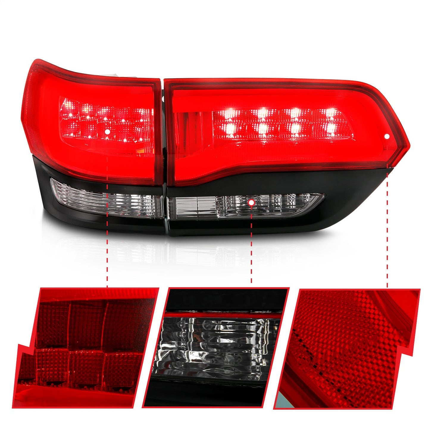 Anzo USA | LED Tail Light Assembly LED Red/Clear Lens | Fits Grand Cherokee | 311268