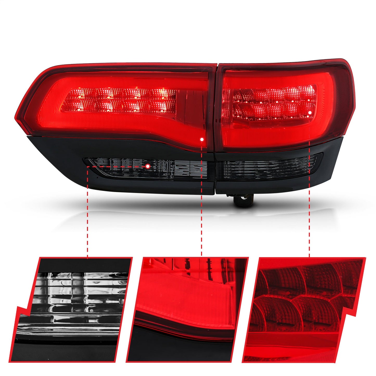 Anzo USA | LED Tail Light Assembly LED Red/Smoke Lens | Fits Grand Cherokee | 311269