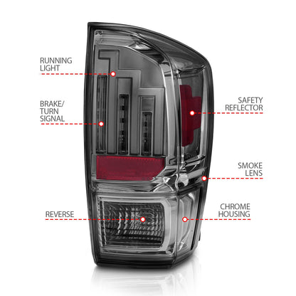 Anzo USA | LED Tail Light Assembly Smoke Lens Black Housing Pair | Fits Tacoma | 311282