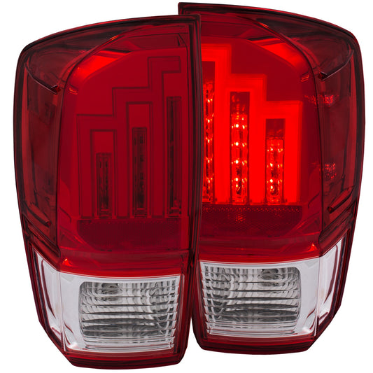 Anzo USA | LED Tail Light Assembly Red/Clear Lens Chrome Housing Pair | Fits Tacoma | 311284