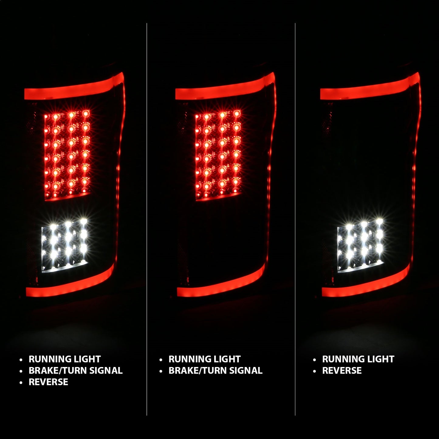 Anzo USA | LED Tail Light Assembly LED Clear Lens Black Housing Red/White Light Color G2 Pair | Fits F-150 | 311285