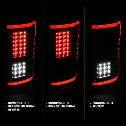 Anzo USA | LED Tail Light Assembly LED Clear Lens Black Housing Red/White Light Color G2 Pair | Fits F-150 | 311285