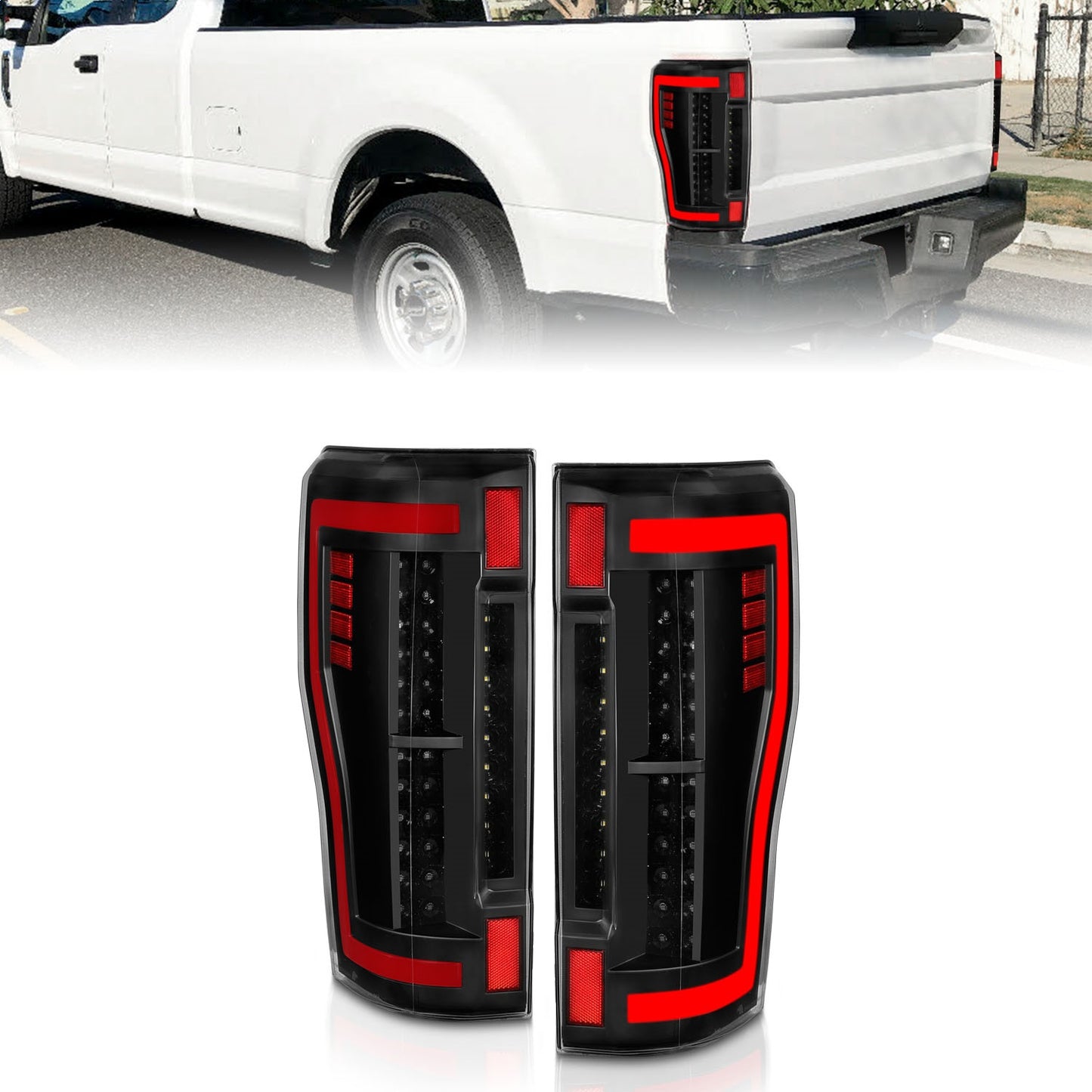 Anzo USA | LED Tail Light Assembly LED Red/Clear Lens Pair | Fits F-250 Super Duty | 311287